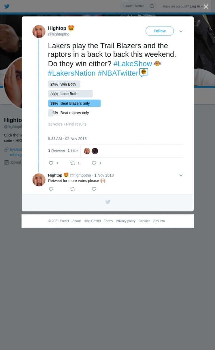 لقطة لاول تغريدة في هاشتاق #LakeShow