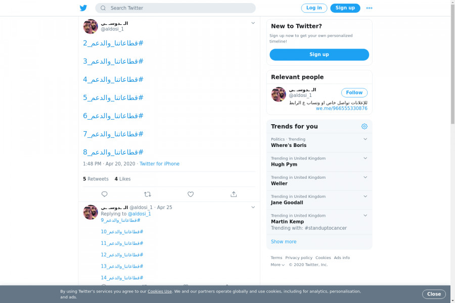لقطة لاول تغريدة في هاشتاق #قطاعاتنا_والدعم_3