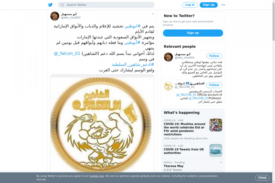 لقطة لاول تغريدة في هاشتاق #ادعم_شاهين_السلطنه