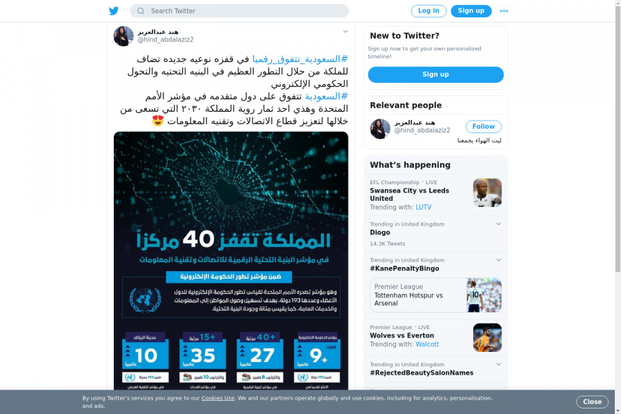 لقطة لاول تغريدة في هاشتاق #السعوديه_تتفوق_رقميا